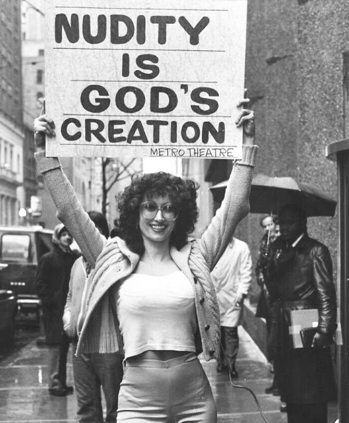 "Nudity Is God’s Creation" Kellie Everts, 1979
