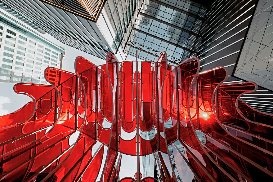 "Crimson Cloud": Red Transparent Plexiglass Art Installation (12 Pics)