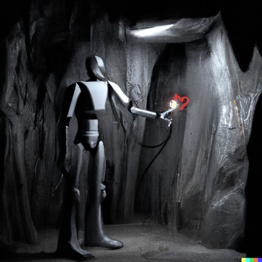 Robot Doing Cave Painting (Yah Painting Start In The Cave And Will End In Cave Too)