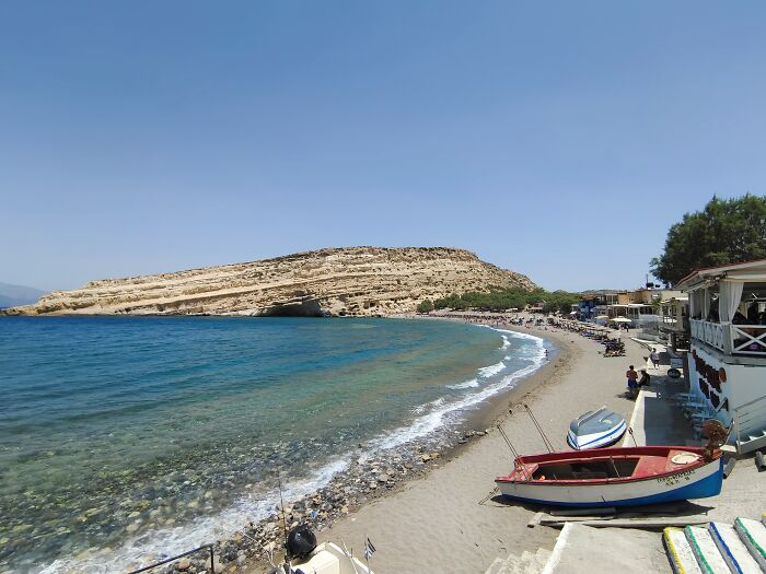 View Towards Matala Beach And It's Caves