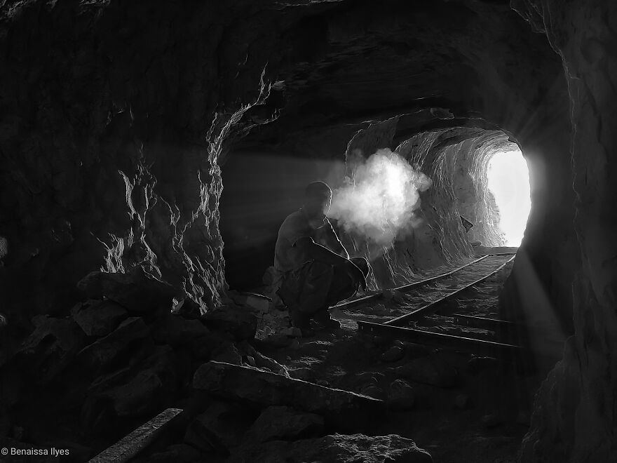Man Smoking In The Cave Man Smoking In The Cave