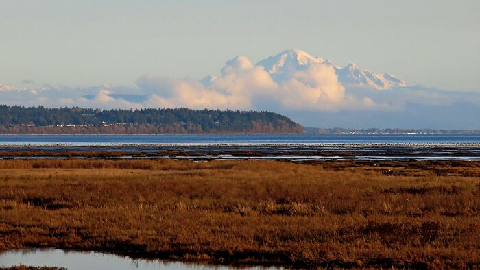 Mount Baker -Seen From The Beach Nearby Vancouver