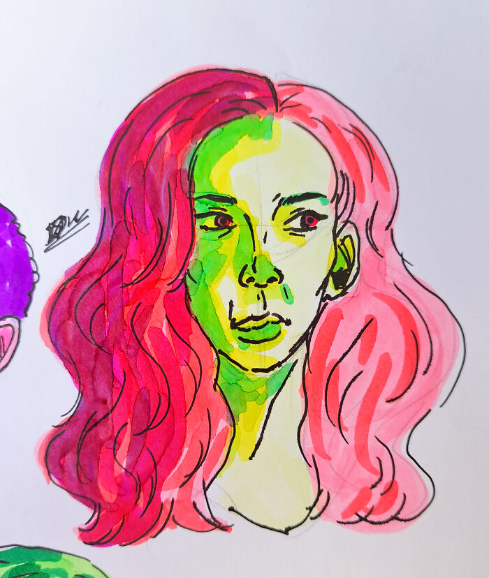 Yellow, Green And Pink Girl