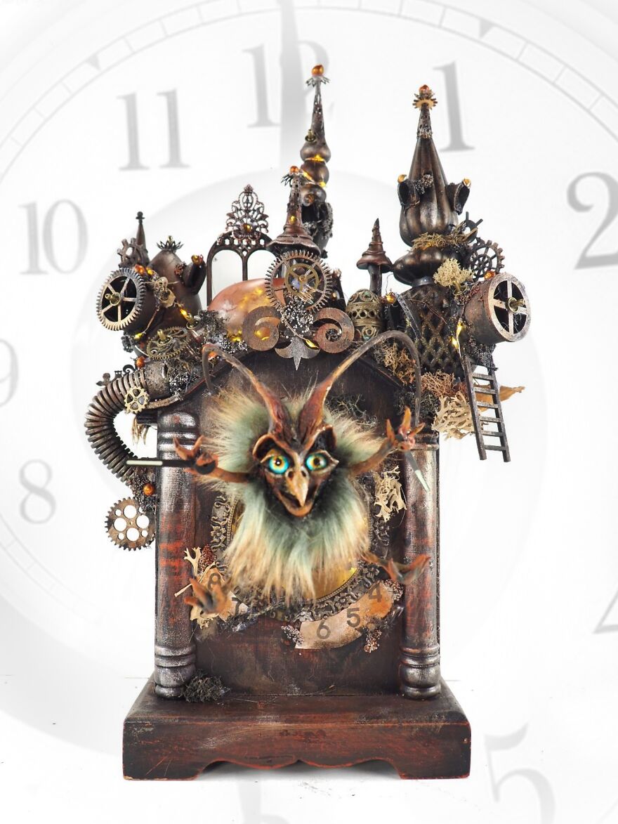 The Base Is An Old Clock (That Doesn't Work Anymore, But Every Part Is Being Re-Used)