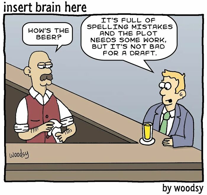 Two men at a bar having a humorous conversation in a comic featuring absurd situations and silly humor.