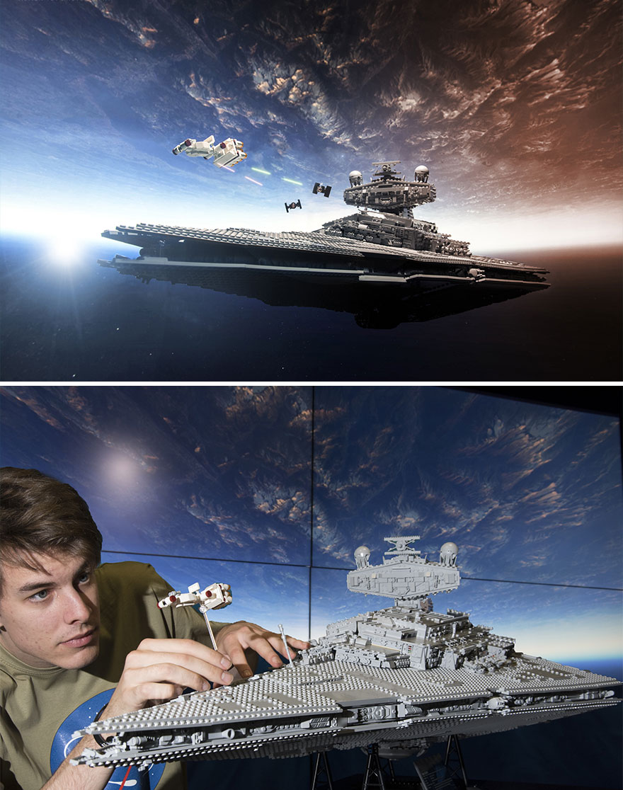 This Is The Ultimate Ucs LEGO Star Destroyer. Because Of Its Brutal Size I Had To Use A Giga-LED Panel, Where I Displayed The Planet's Background