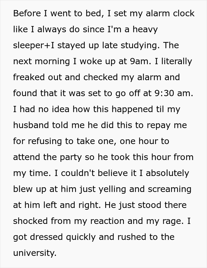 Woman Doesn't Attend Party Because She Has To Study For Exam, Petty Husband Makes Sure She Misses Her Exam Too - 5