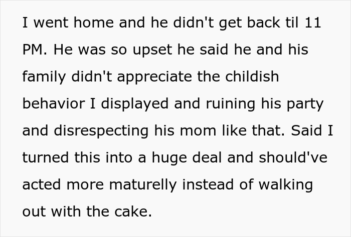Woman Asks Folks Online If She&rsquo;s A Jerk For Taking The Cake She Baked For Her Fiance And Leaving His B-Day Party After His Mom Stole Her Thunder