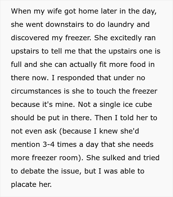 &ldquo;AITA For Throwing Away The Food My Wife Put In My Freezer And Then Putting A Padlock On It?&rdquo;