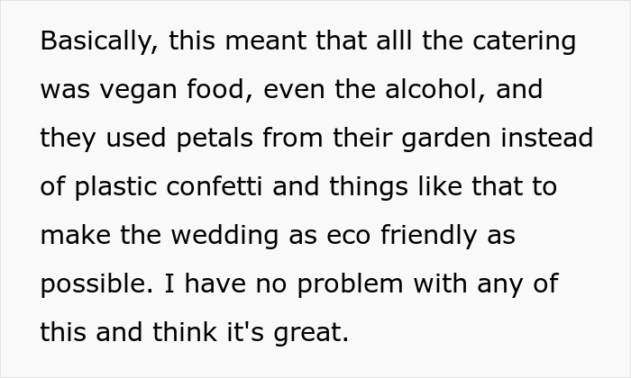  Woman Brings Her Own Food To A Vegan Wedding Because The Couple Didn't Want To Cater To Her Specific Diet, Drama Ensues - 4