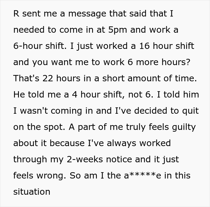 "I Was On The Verge Of Crying": Boss Tries To Get Back At This Employee For Giving In His 2-Week Notice, Makes Him Do A 16-Hour Shift