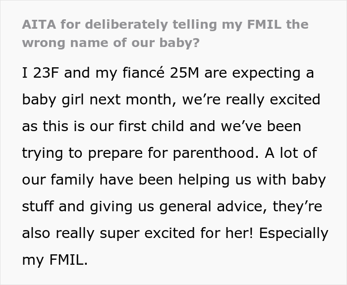 MIL Demands To Know Her Future Granddaughter’s Name, Woman Lies To Her, Almost Certain She’ll Post It Online, And Isn’t Wrong - 2