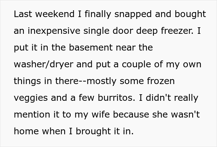 &ldquo;AITA For Throwing Away The Food My Wife Put In My Freezer And Then Putting A Padlock On It?&rdquo;