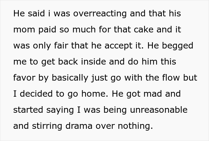Woman Asks Folks Online If She&rsquo;s A Jerk For Taking The Cake She Baked For Her Fiance And Leaving His B-Day Party After His Mom Stole Her Thunder