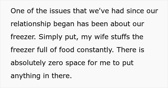&ldquo;AITA For Throwing Away The Food My Wife Put In My Freezer And Then Putting A Padlock On It?&rdquo;