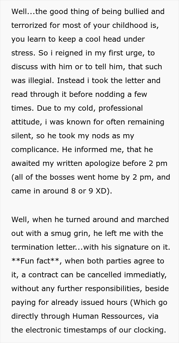 Boss Shows Up With Termination Letter In Hopes Of Worker Apologizing For “Bullying” His Colleague, He Signs The Papers And Takes The Whole Department Down - 24