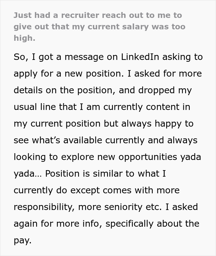 Guy Is Flabbergasted By This Recruiter's Audacity In Offering Him A Job For Half The Salary He Currently Earns - 1