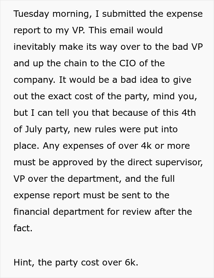 "You Guys Don’t Have Lives": Entitled VP Demands Employees Work On The 4th Of July, Regrets It When They Throw A $6,000 Office Party "You Guys Don’t Have Lives": Entitled VP Demands Employees Work On The 4th Of July, Regrets It When They Throw A $6,000 Office Party