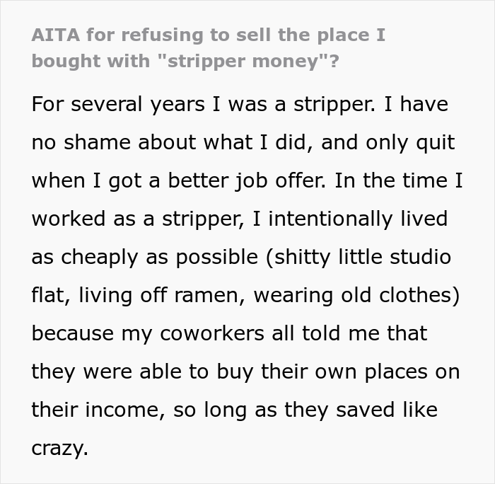 "He Didn't Want To Live In A Flat That Was Bought With &lsquo;Stripper Money&rsquo;": Woman Won't Sell Her Flat, Relationship Drama Ensues