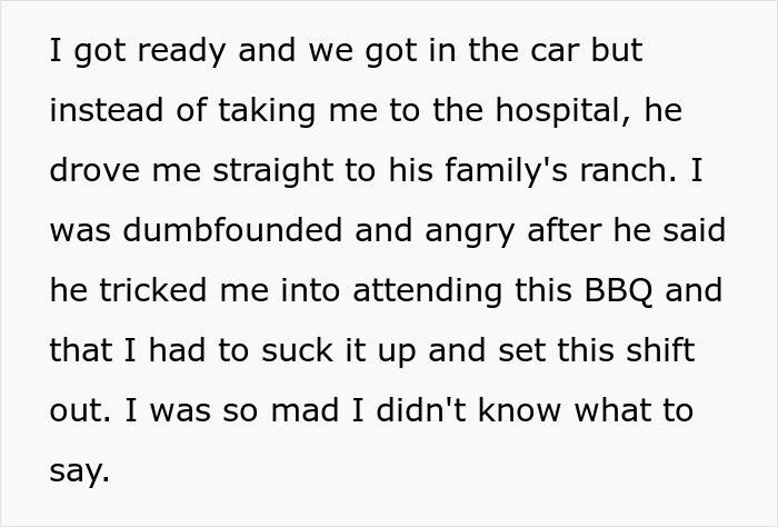 Wife Hijacks Husband&rsquo;s Car To Leave A Family Party Because He Tricked Her Into Coming To The BBQ Even Though She Had A Shift At Work