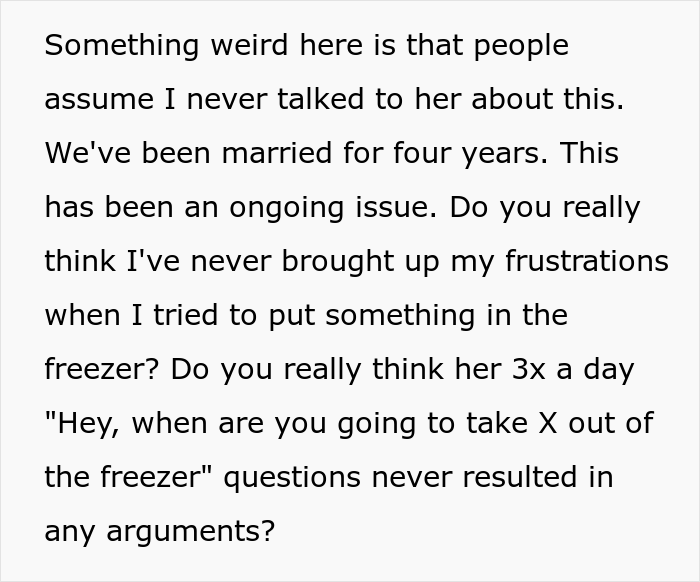 &ldquo;AITA For Throwing Away The Food My Wife Put In My Freezer And Then Putting A Padlock On It?&rdquo;