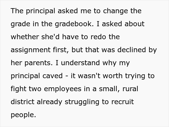 Principal Orders Teacher To Change Lazy Student's Grade Just Because Her Parents Work At School District, They Maliciously Comply - 7