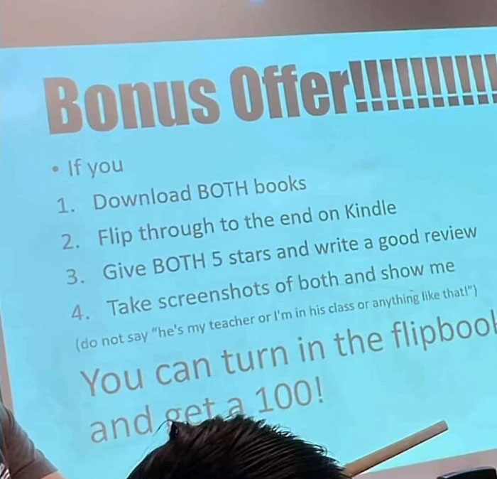 A Teacher In Texas Is Giving A's To Students That Buy His Book And Leave A 5 Star Review On Amazon