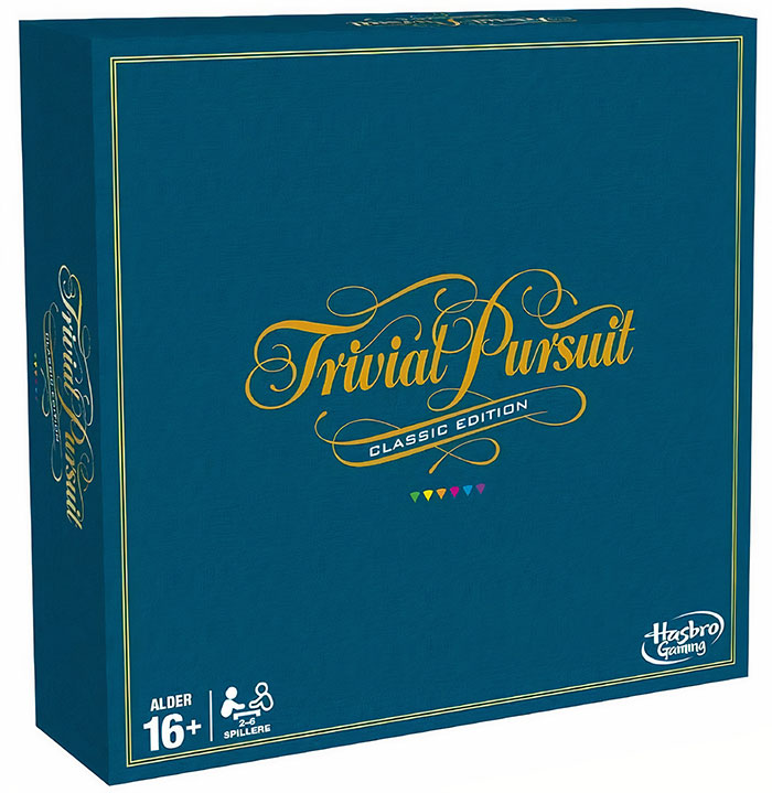 Trivial Pursuit Classic Edition board game box, a popular choice among best board games for a night in.