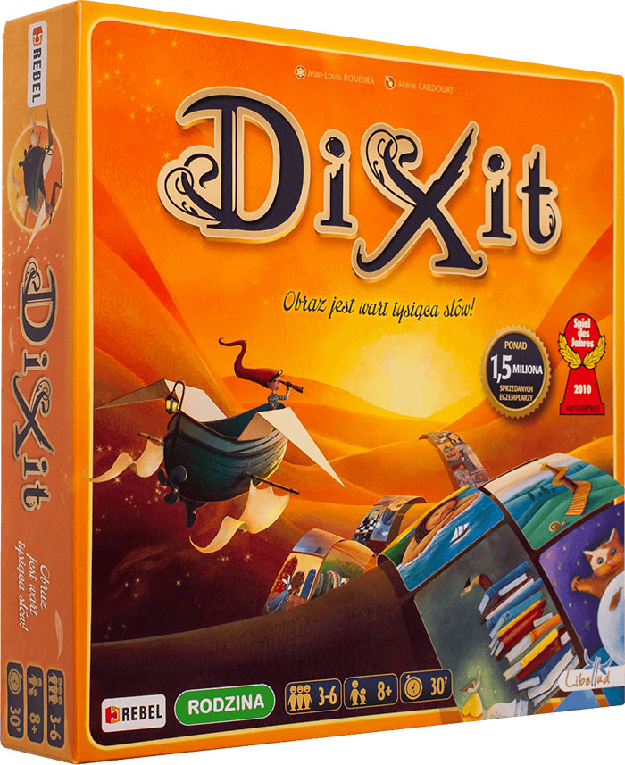 Dixit board game box with colorful artwork, designed as a fun board game for kids to enjoy for hours.