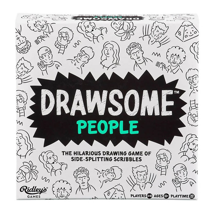 Drawsome People board game box featuring doodle faces, a fun board game for kids to keep them entertained.