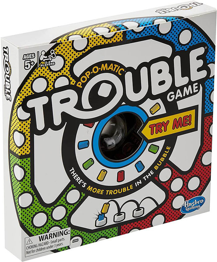 Trouble board game for kids ages 5 and up, a fun board game that keeps children entertained for hours.
