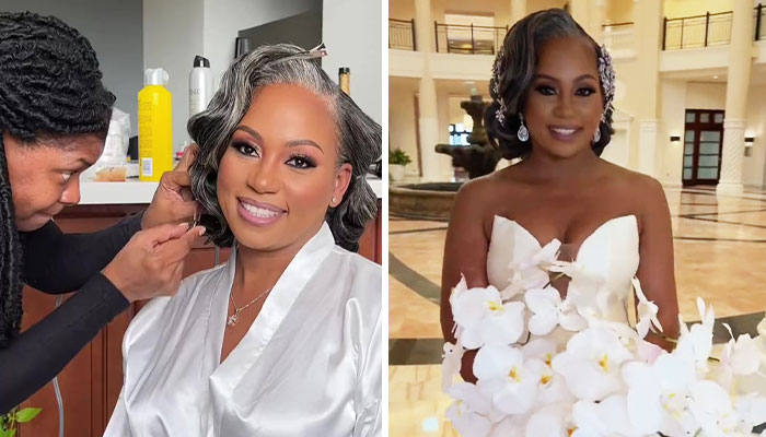 Bride Goes Viral After Embracing Her Natural Hair Color On Her Wedding Day