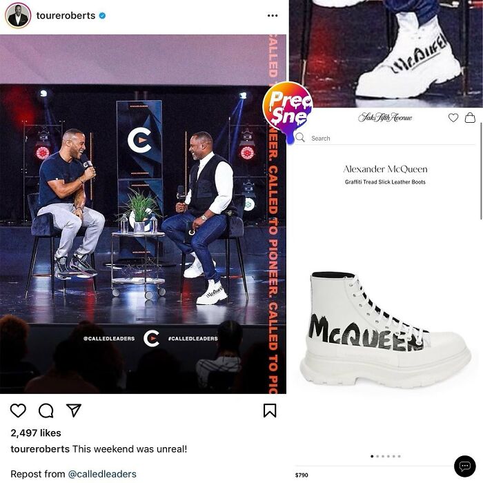 Pastor Toure Roberts In The All-Terrain Lex McQ’s. Probably Easy To Keep Clean