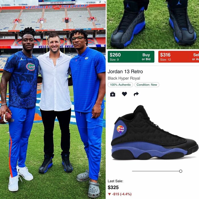 Preacher, Tim Tebow, Somehow Got On The Field At The Swamp In Florida In The Jordan 13 Black Hyper Royals