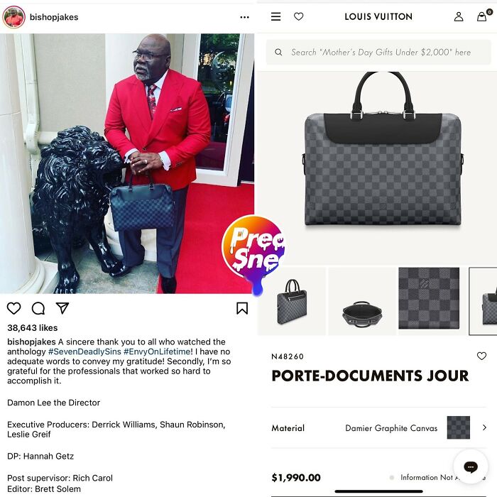 Bishop Td Jakes With The New Louis V Laptop Bag Du Jour