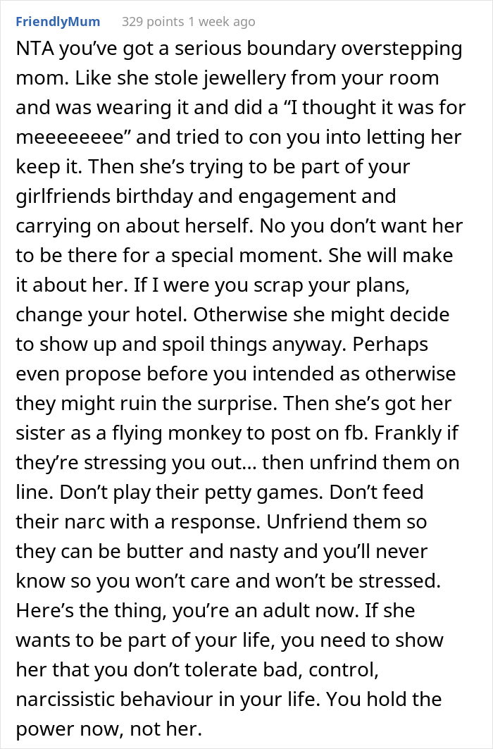 Guy Plans To Pop The Question During A Long-Awaited Vacation, Mother Throws A Tantrum Because He Refused To Take Her - 17