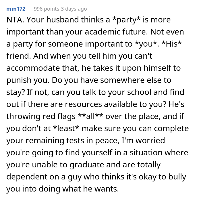 Woman Doesn't Attend Party Because She Has To Study For Exam, Petty Husband Makes Sure She Misses Her Exam Too - 17
