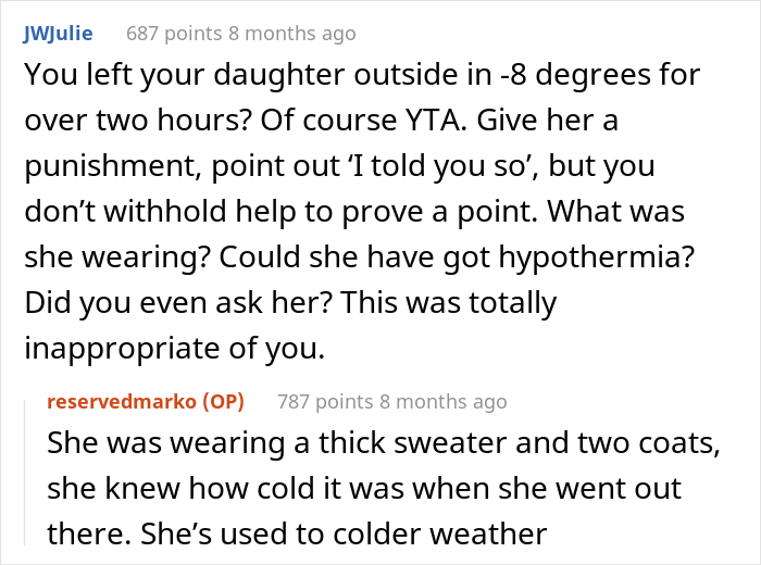 Dad Leaves Daughter On The Roof In 18°F Weather For 2 Hours To Teach Her A Lesson, Wonders If He's The Jerk - 24
