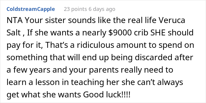 "She Calls Me Selfish": Spoiled Mother Wants An $8k Baby Crib, Her Sister Refuses, Starting A Family Drama