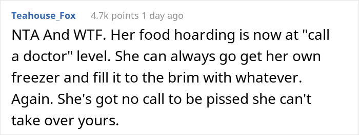 &ldquo;AITA For Throwing Away The Food My Wife Put In My Freezer And Then Putting A Padlock On It?&rdquo;