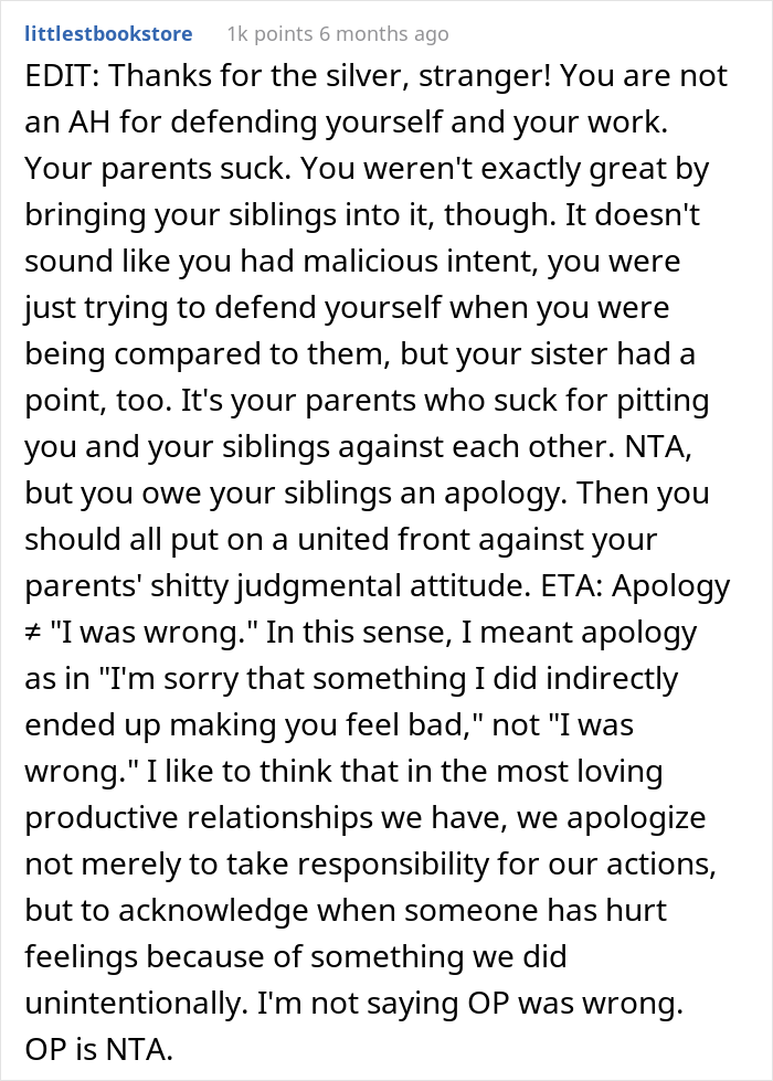 Woman Asks If She Was Wrong For Bringing Up The Fact That She Earns More Than Her Siblings To Her Parents When They Tell Her To Get A &lsquo;Real Job&rsquo;