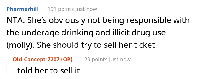 “AITA For Not Letting Daughter Go To Music Festival After I Accidentally Saw Her Texts?” - 23