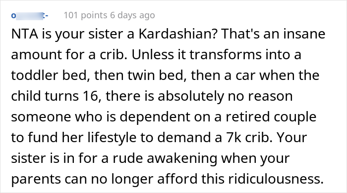 "She Calls Me Selfish": Spoiled Mother Wants An $8k Baby Crib, Her Sister Refuses, Starting A Family Drama