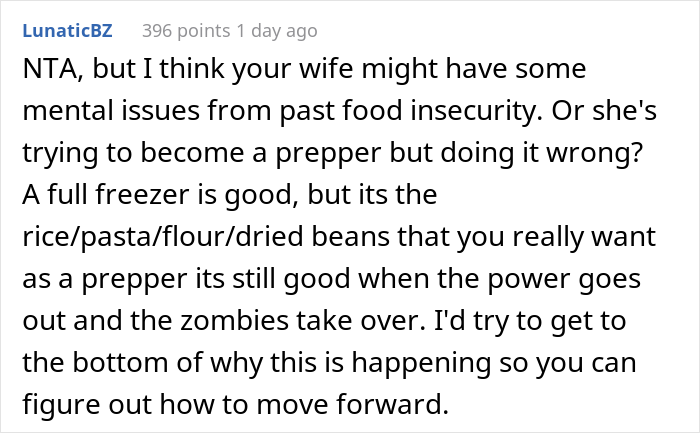&ldquo;AITA For Throwing Away The Food My Wife Put In My Freezer And Then Putting A Padlock On It?&rdquo;