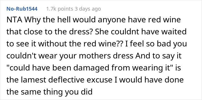 Bride Wanted To Wear Her Mom's Wedding Gown To Her Own Wedding, Bridesmaid "Accidentally" Spilled Wine On It Bride Wanted To Wear Her Mom's Wedding Gown To Her Own Wedding, Bridesmaid "Accidentally" Spilled Wine On It