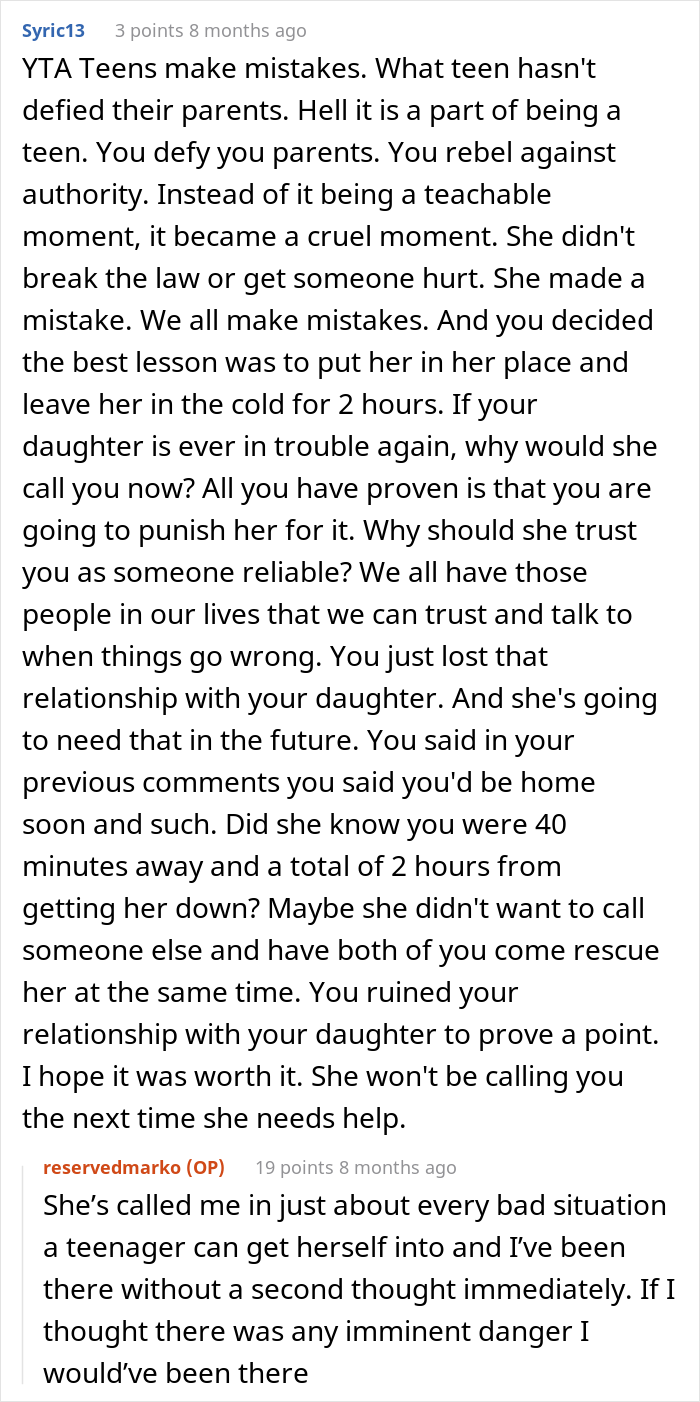 Dad Leaves Daughter On The Roof In 18°F Weather For 2 Hours To Teach Her A Lesson, Wonders If He's The Jerk - 27
