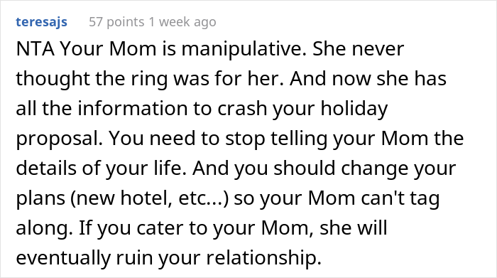 Guy Plans To Pop The Question During A Long-Awaited Vacation, Mother Throws A Tantrum Because He Refused To Take Her - 22