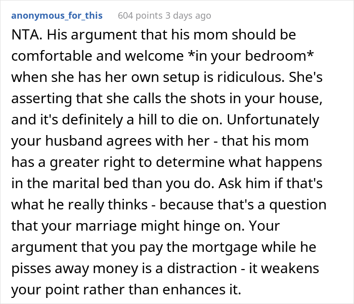 Mother-In-Law Wants To Sleep In Couple's Bed, Can't Take 'No' For An Answer And Starts Marital Drama