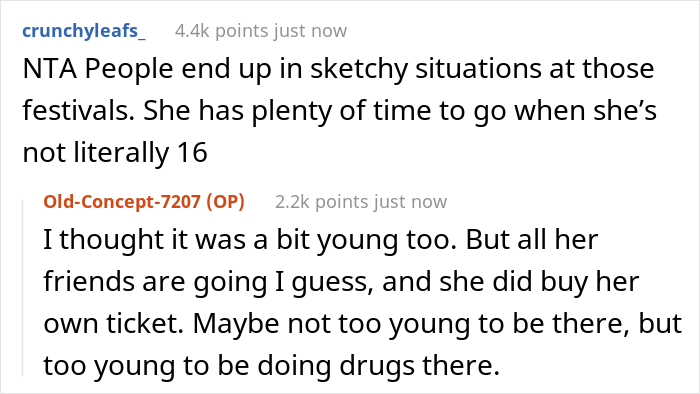 “AITA For Not Letting Daughter Go To Music Festival After I Accidentally Saw Her Texts?” - 17