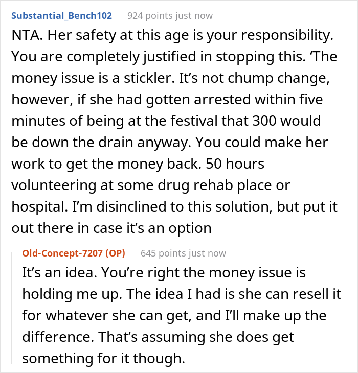 “AITA For Not Letting Daughter Go To Music Festival After I Accidentally Saw Her Texts?” - 19